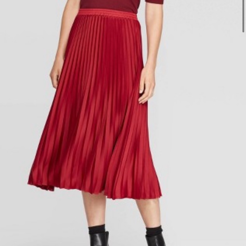 A New Day Pleated Red Skirt